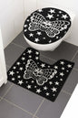 Badgarnitur 2-teilig Schmetterling Totenkopf WC Vorleger Badezimmer Teppich Bad