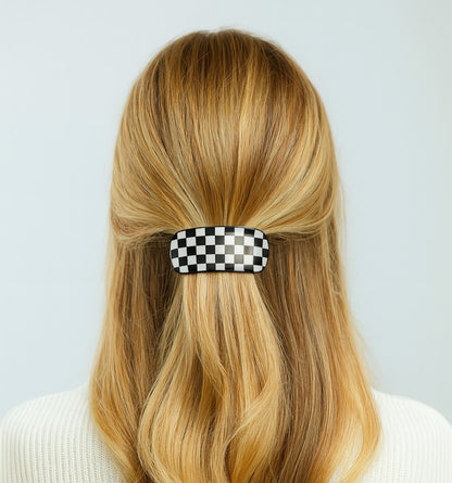 12er Set Haarspangen Kariert Schwarz/Weiß Retro Karo Rockabilly Accessoires Mode