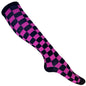Socken Schwarz Pink Kariert Schachbrett Strümpfe Overknees One Size Damen Mode
