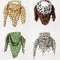 4er Set Leo Tücher Damen Halstuch Pompons Animal Print Boho Boho Festival Schal