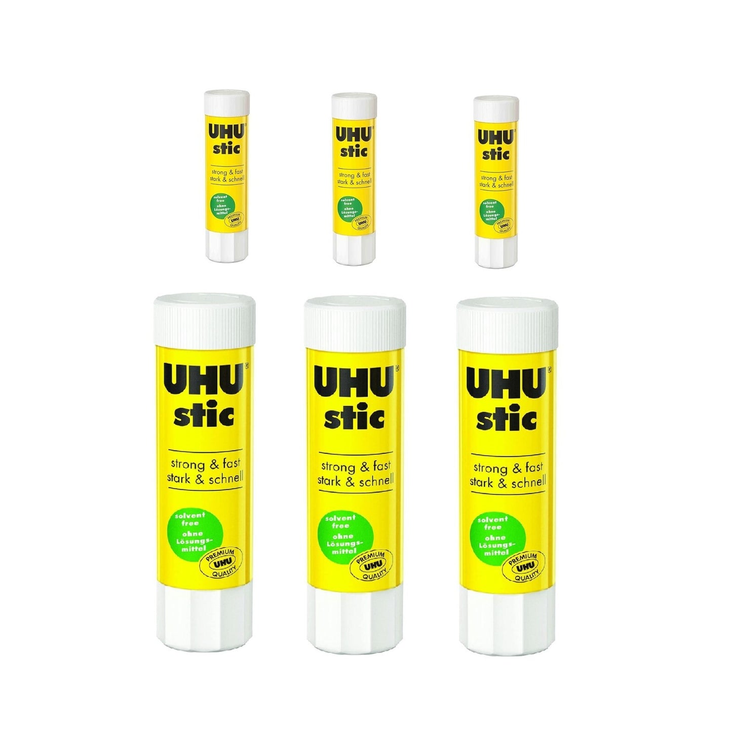 6er Set UHU Stic 3x 8,2g + 3x 21g Kleber Büro Schule Basteln Papier Klebestifte