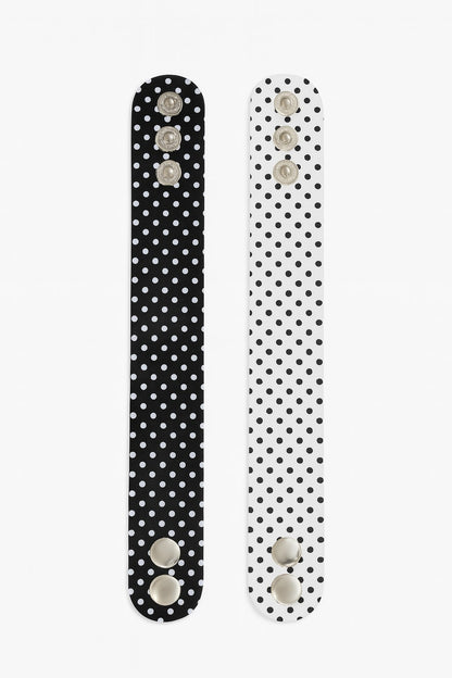 2er Set Armband Schwarz und Weiß Gepunktet Rockabilly Retro Polka-Dots Vintage