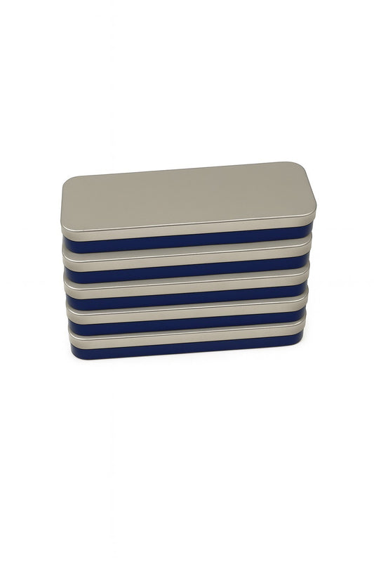 5er Set Stiftebox Silber Blau Federmäppchen Stiftedose Blechdose Stifte Schule
