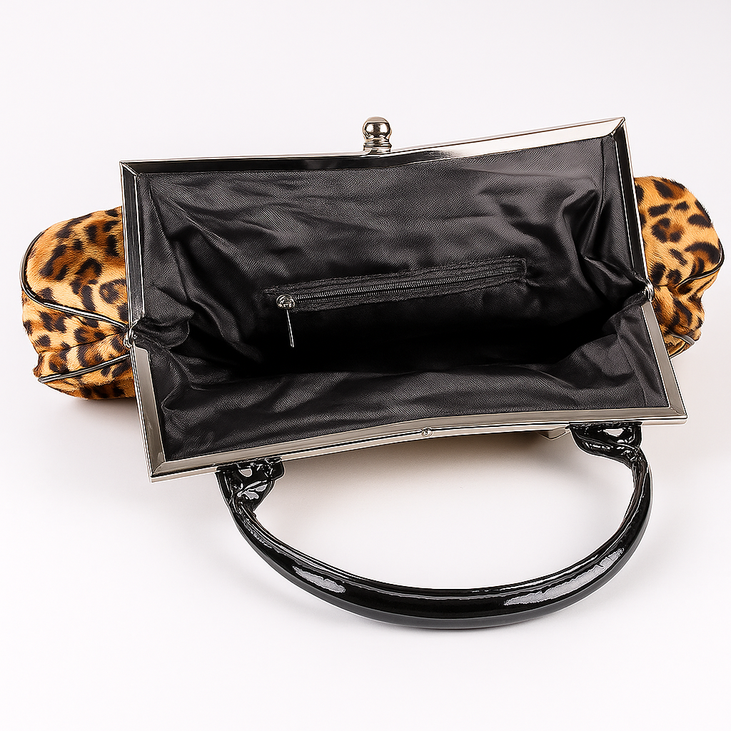 Modische Damen Handtasche Leopard Plüsch Mode Accessoires Vintage Retro Tasche