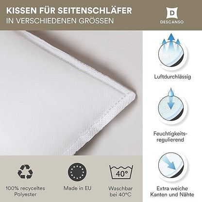 Seitenschläferkissen mit Bezug ✔️ ergonomisch weich Kissen Kopfkissen Lagerung Nackenkissen