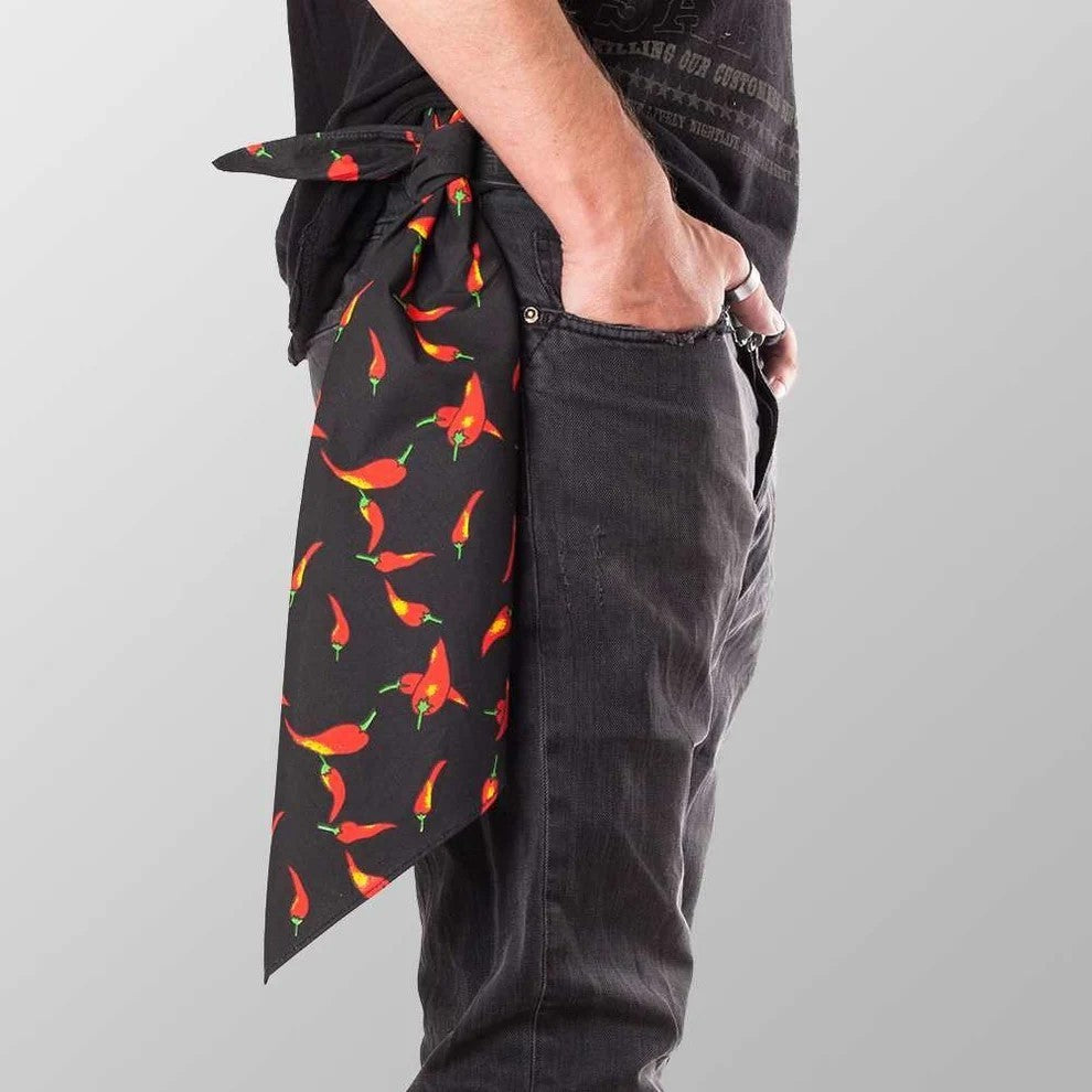 Bandana Kopftuch Halstuch Schwarz Hot Chili Accessoire Freizeit Tuch Biker Chilischote