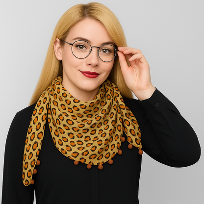 Leopard Tuch Damen Schal Halstuch Animal Print Chiffon Sommer Vintage Boho