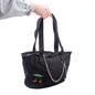 Modische Damen Handtasche mit Kirschprint & Zierkette 30x20cm kurzgriff kompakt