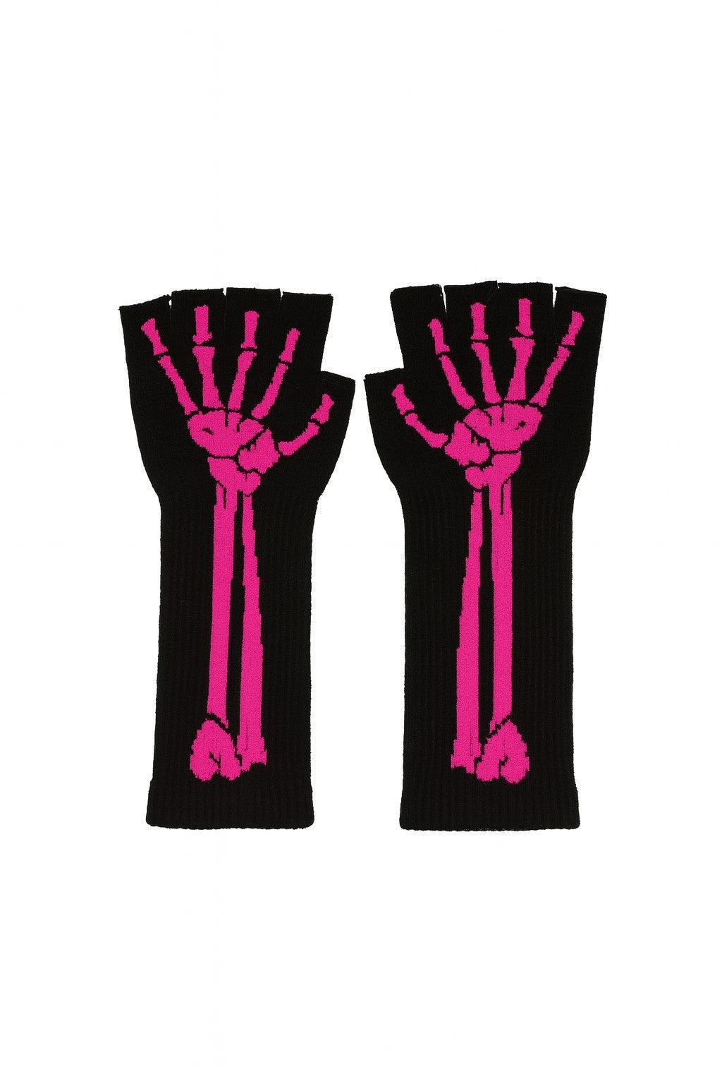 Fingerlose Handschuhe Pink Skeletthand Knochen Skelett Halloween Knochenhand