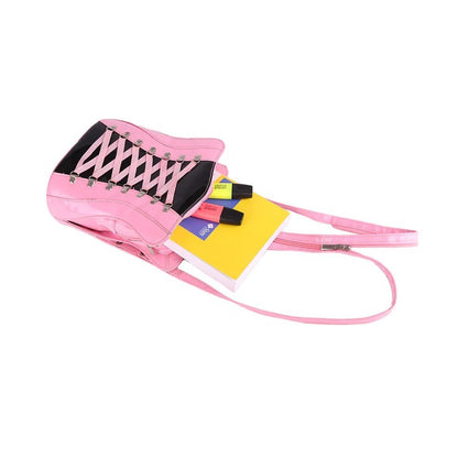 Rucksack im Korsett Design Pink Lack Backpack Schultertasche Handtasche Tasche Mode Damen