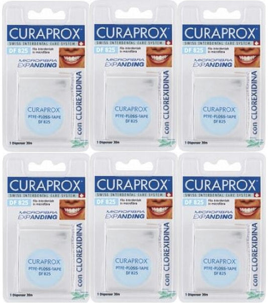 6 x Curaprox Floss Zahnseide 30 m DF825 MIKROFASER EXPANDING Angebot
