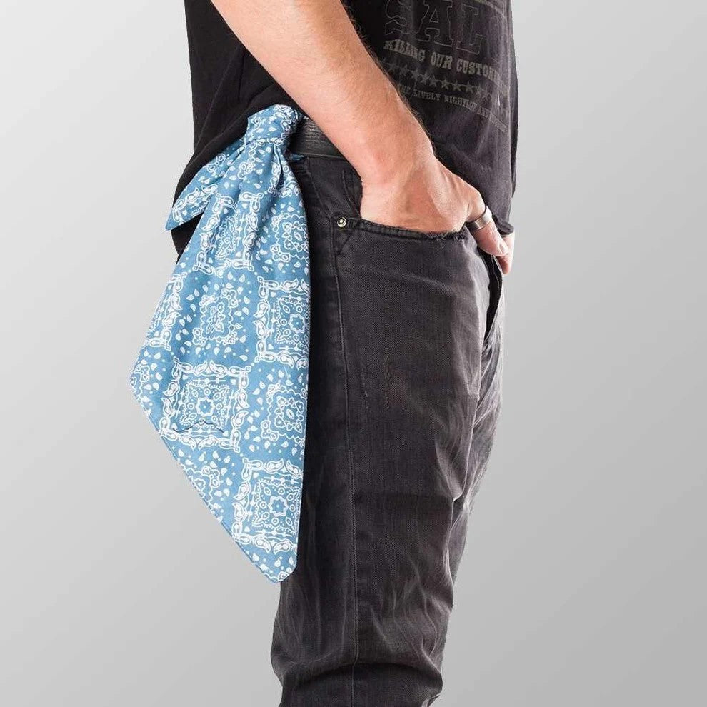 Bandana Halstuch Blau Paisley Accessoire Mode Freizeit Tuch Biker Baumwolle Rock
