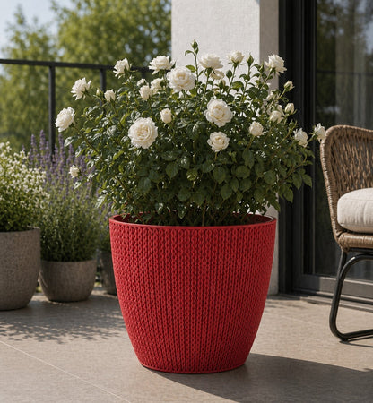 5x Blumentöpfe Rot Ø 21,6 x 19,2 cm - 5 L Pflanztopf Übertopf Blumentopf Topf