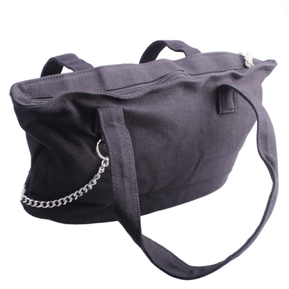 Modische Damen Handtasche mit Kirschprint & Zierkette 30x20cm kurzgriff kompakt