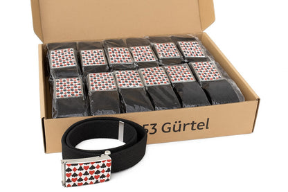 Aktion 53x Gürtel Belt Schwarz Kartenspiel PostenHüftgürtel Jeansgürtel Großhandel