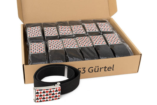 Aktion 53x Gürtel Belt Schwarz Kartenspiel PostenHüftgürtel Jeansgürtel Großhandel