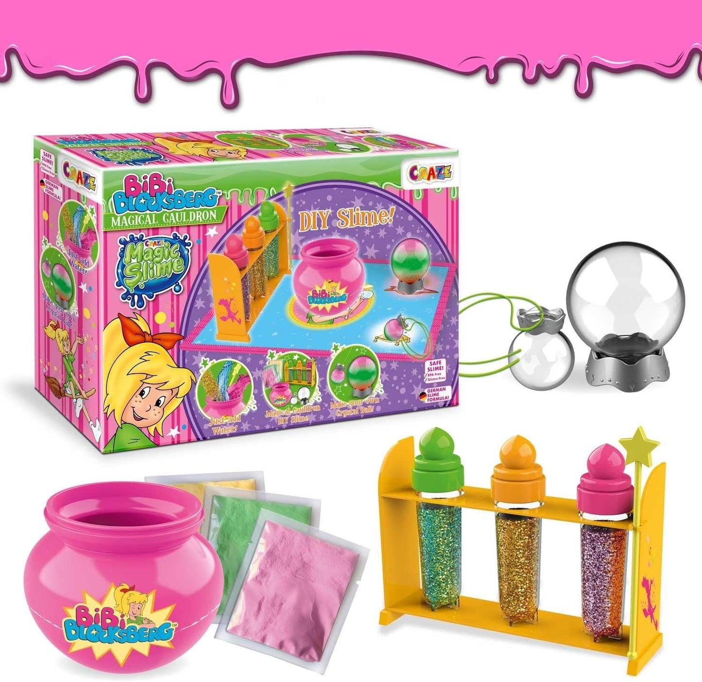 Craze 25123 Bibi Blocksberg Magic Slime - DIY Schleim-Labor Spielset Kessel