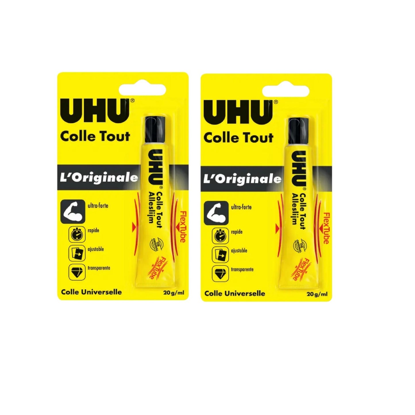 2x UHU Colle Tout L´Originale FlexTube je 20g Alleskleber Original transparent