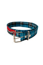 Gürtel Belt Blau Kariert Totenköpfe Ketten Punk Rocker Rockabilly Jeans u. Hüftgürtel