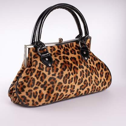 Modische Damen Handtasche Leopard Plüsch Mode Accessoires Vintage Retro Tasche