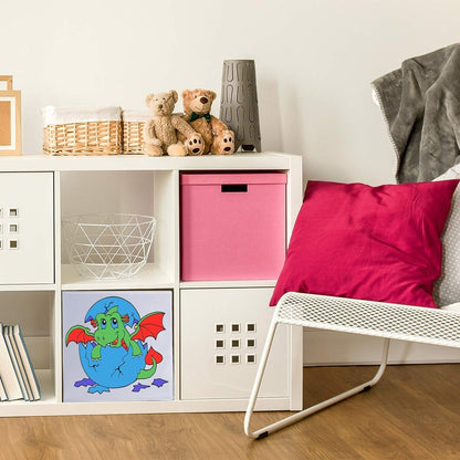 diMio Aufbewahrungsbox Drache 35x35x33cm zum bemalen inkl. Buntstifte Faltbox