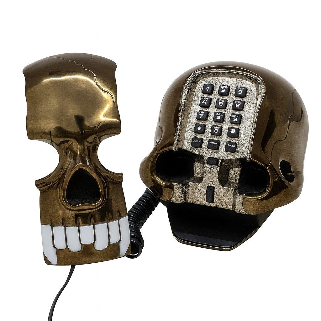 Telefon Vampir Totenkopf Skull Schwarz Skull Festnetz Schnurgebunden Festnetztelefon