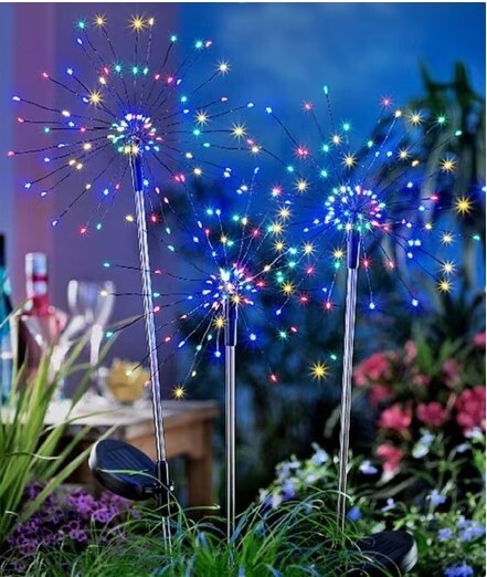 4x Gartenstecker LED Feuerwerk Licht außen Garten Beleuchtung Gartenleuchte set