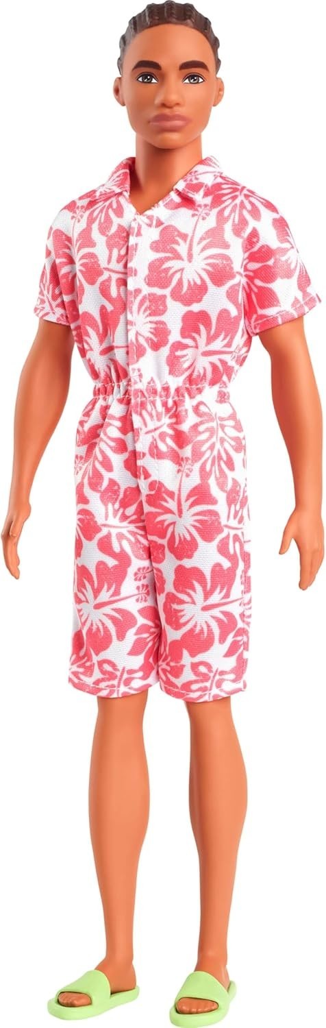 Mattel DWK44 / HYT99 Barbie Fashionistas Ken Puppe Coral Hawaii-Muster Outfit
