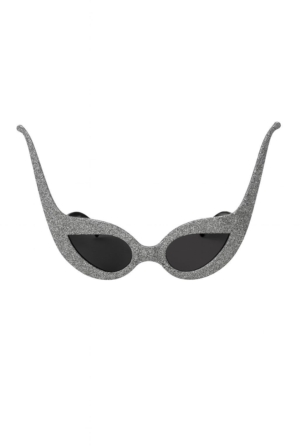 Glitzer Sonnenbrille Cat Eye Silber Karneval Party Brille Retro Damen Eyewear
