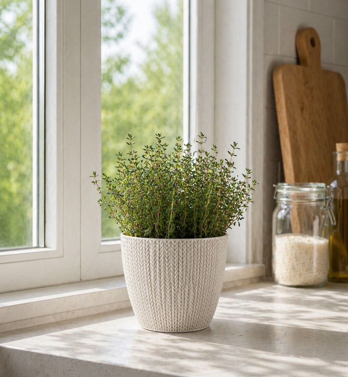 5x Blumentöpfe Altweiß Ø 14,0 x 12,5 cm - 1,4 L Pflanztopf Übertopf Blumentopf
