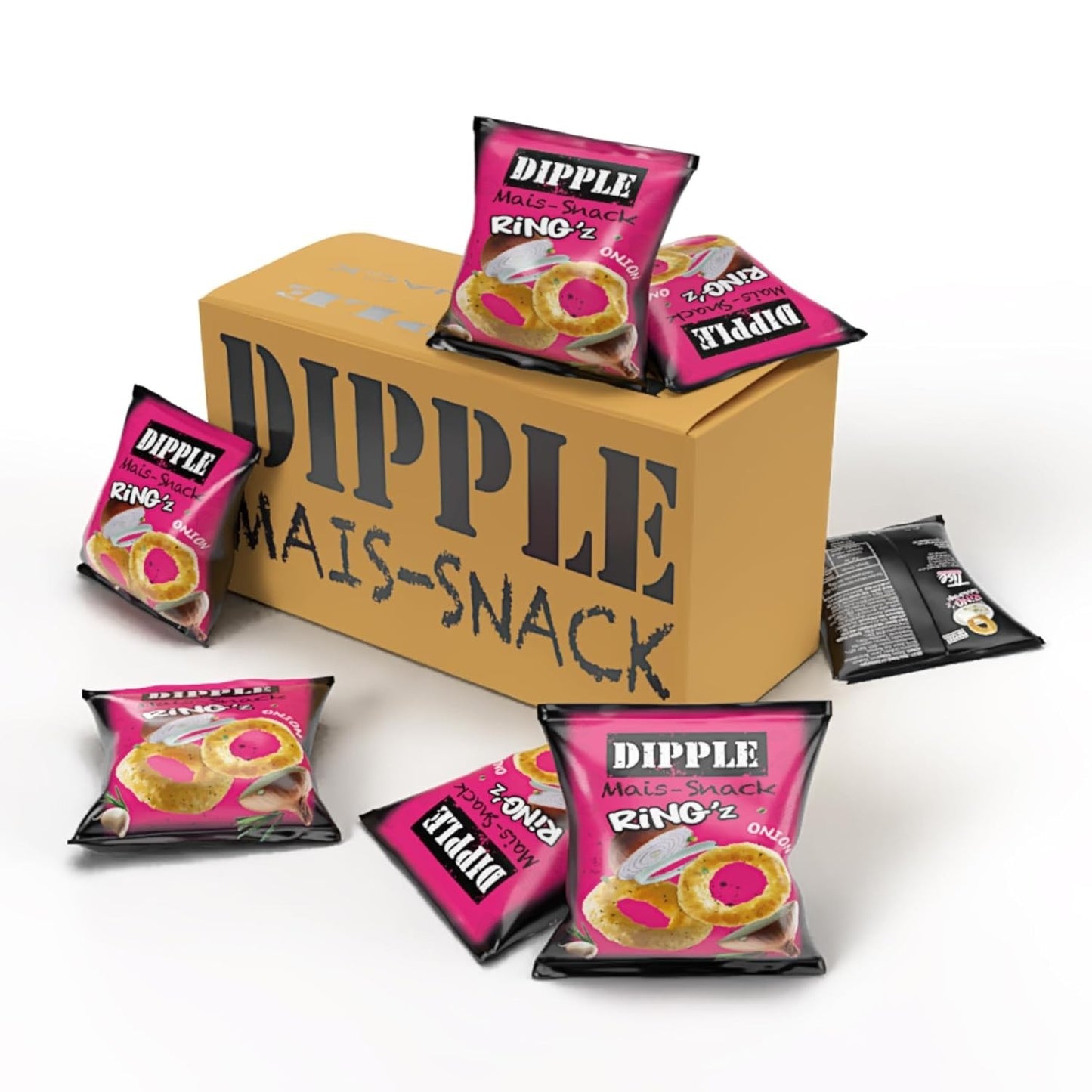 XL Dipple Mais-Snack Ring´z Onion (72x20g) Wurfartikel Zwiebelringe Snack Chips