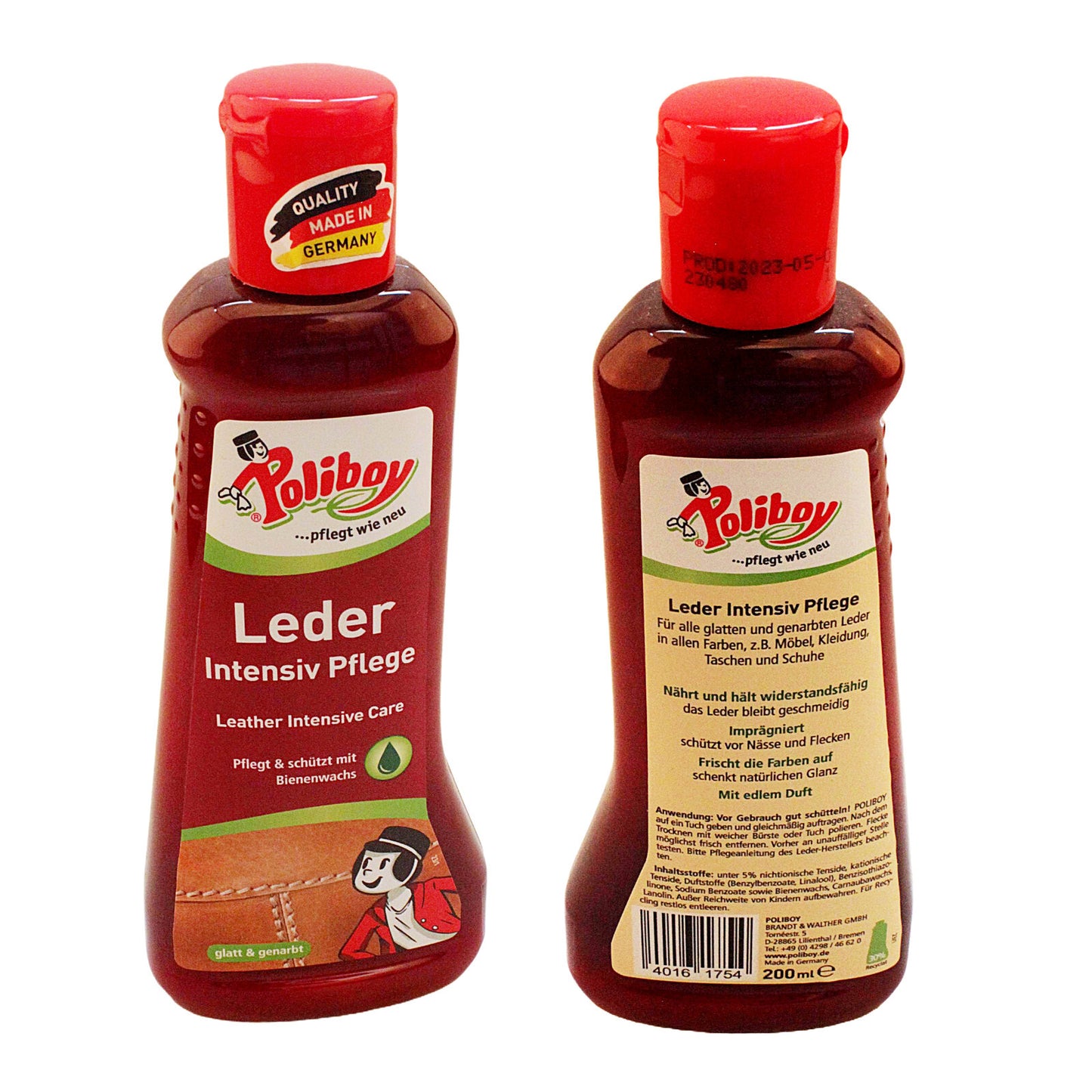 3x Poliboy Leder Intensiv Pflege 200ml Reinigung Möbel Auto Taschen Glattleder