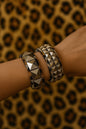 2er Set Armband Leopard Rockabilly Vintage Rocker Pyramiden-Nieten Accessoires