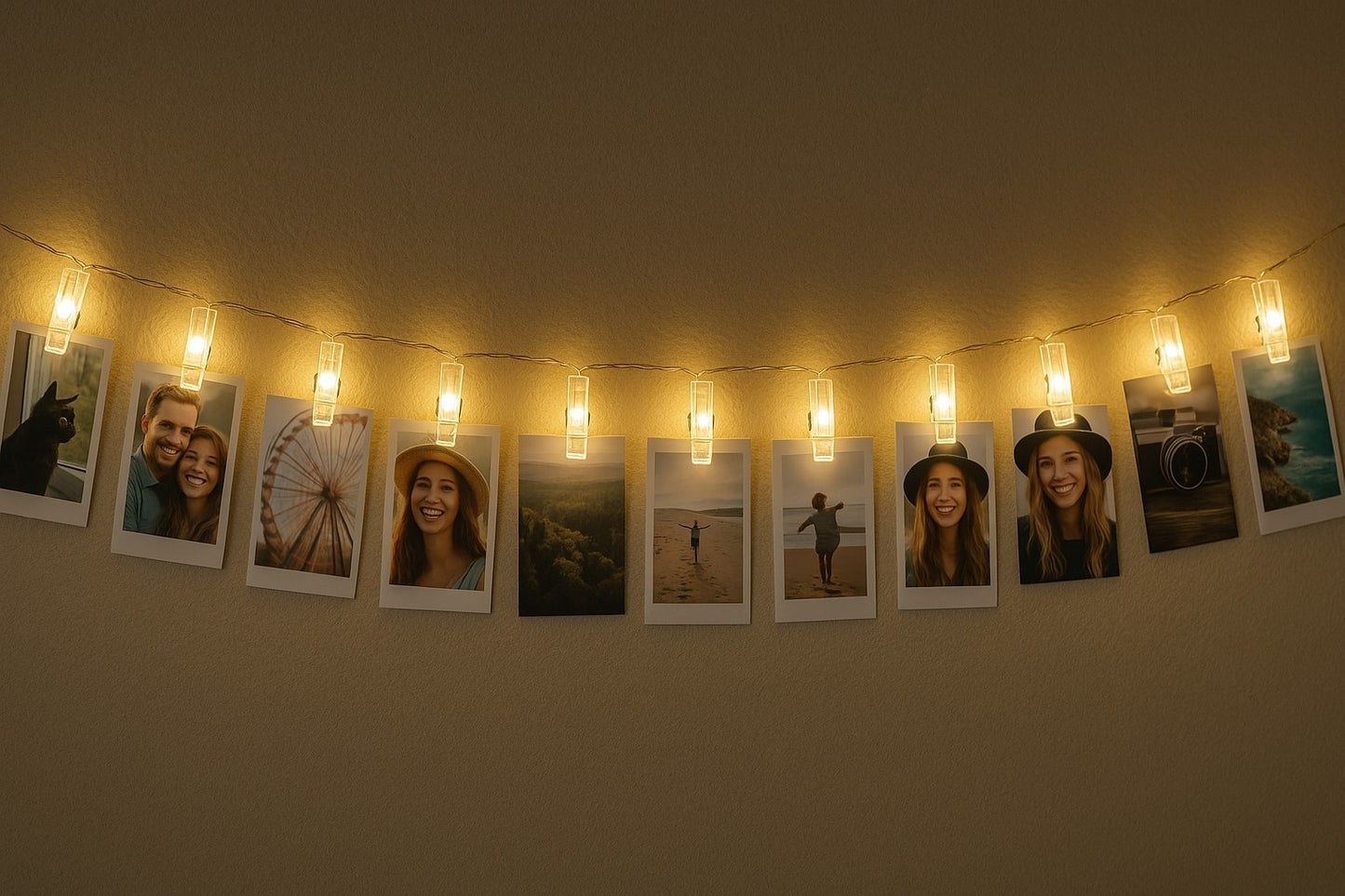 LED Lichterkette mit Fotoclips 10er Fotos Klammern Dekoration Batteriebetrieb