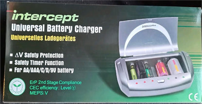 1 Akku Ladegerät Universal Batterie NiMh Charger LCD Displ. AA AAA C D 9V 6xSlot
