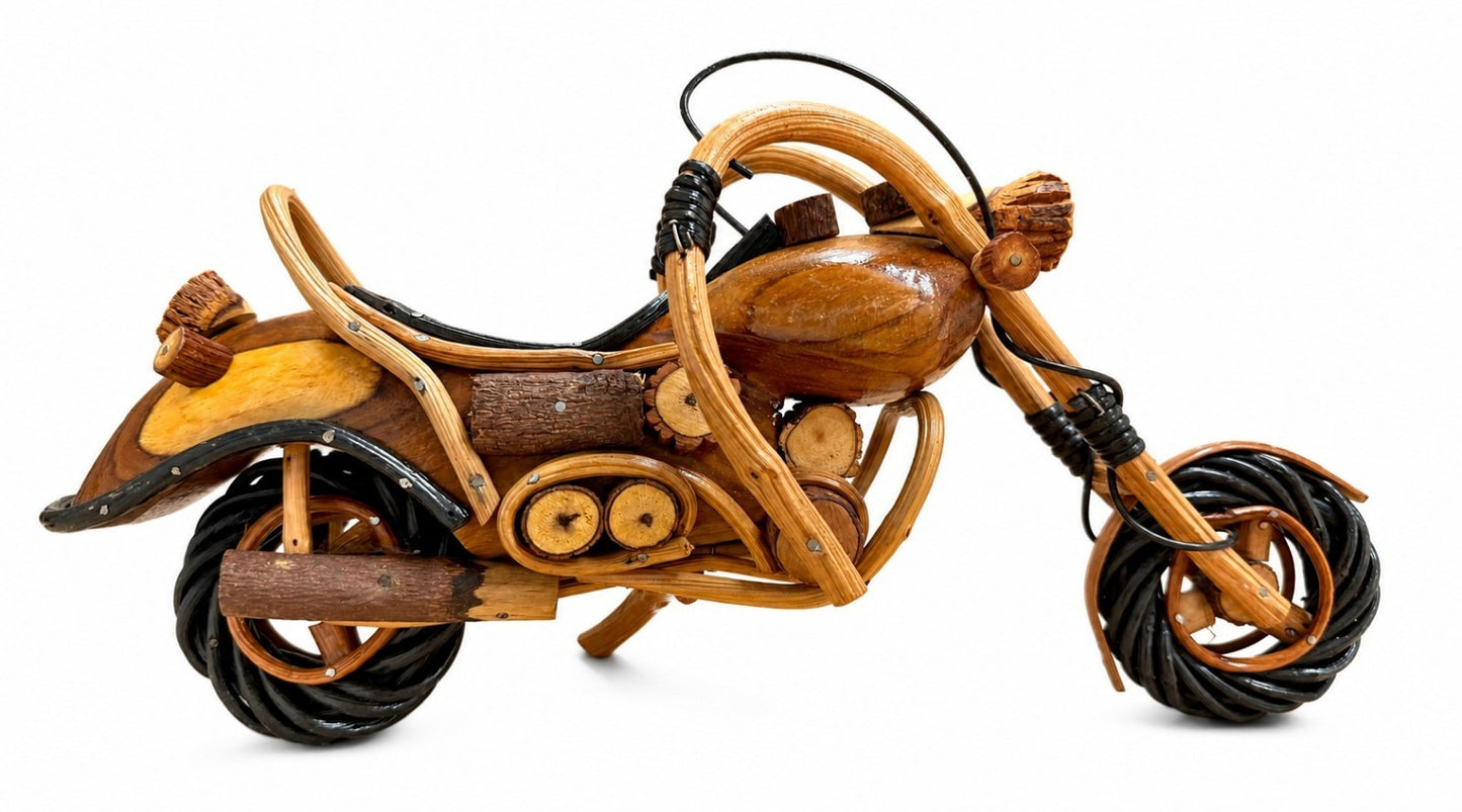 Motorrad aus Holz 35 cm Handarbeit Thailändisch Deko Bike Skulptur Chopper
