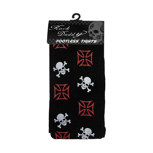 1x Schwarze Strumpfhose Totenkopf Skull Kreuz Gothic Punk Rock Skull Leggings Footless