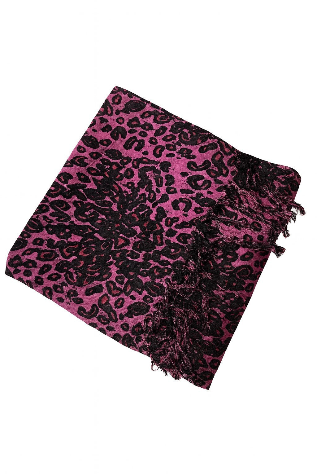 Schal Tuch Leoparden Muster Pink Fransen Halstuch Animal Print Kopftuch Mode