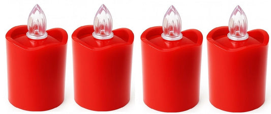 4 er Set LED Grabkerze Rot Grablampe Grablicht Grablaterne Gedenklichter Außen