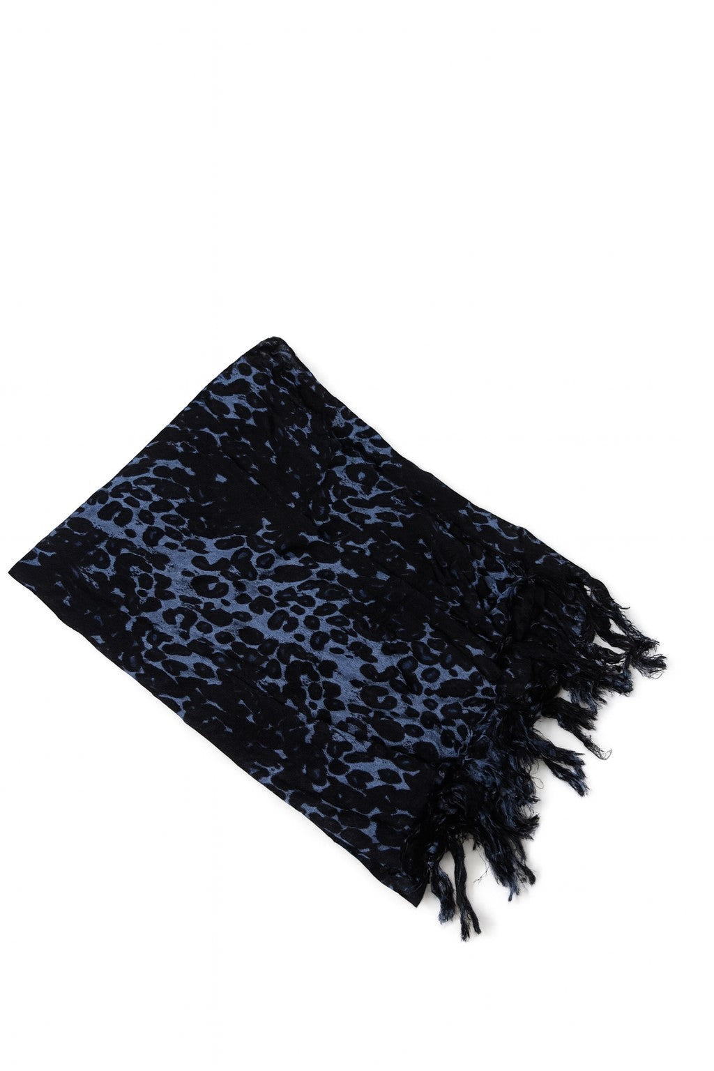Schal Tuch Leoparden Muster Blau Fransen Halstuch Animal Print Leo Kopftuch Mode