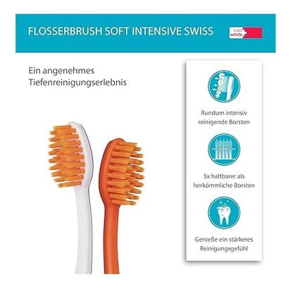 2x edel white Flosserbrush Intensive Zahnbürsten Soft Schweiz Zahnbürste Zähne