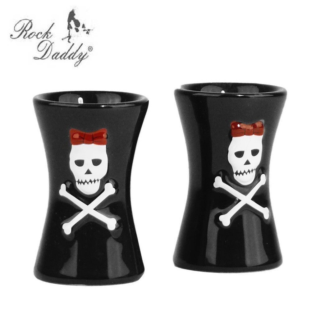 Eierbecher 2er Set Totenkopf Skull Schwarz/Weiß Eierhalter Gothic Skull Frühstück Deko