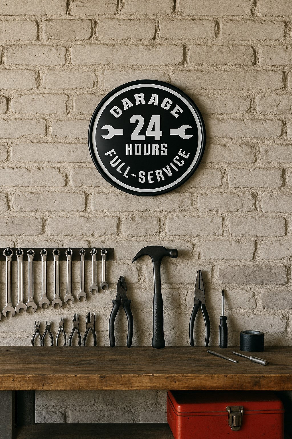 Blechschild Garage 24 Hours Full-Service Deko Schild Werkstatt Retro Vintage