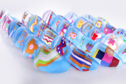 30 bunte Ringe Set Modeschmuck Party Deko Geschenkidee Schmuck Mix unter 1€/Stk