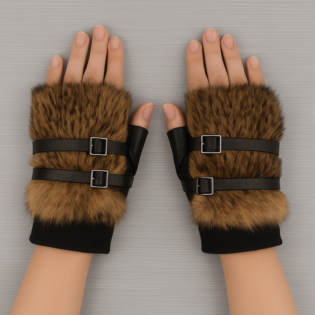 Fingerlose Fellhandschuhe Damen Kunstfell Gothic Cosplay Festival Handschuhe Emo