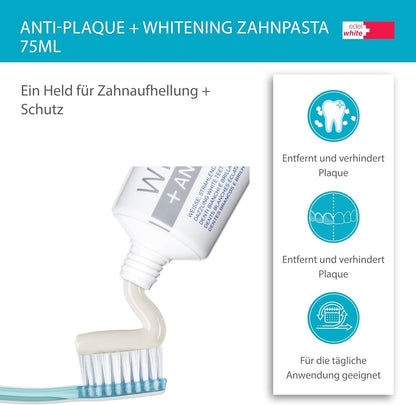 edel+white Zahnpflege Set | Whitening Zahnpasta + Softbürsten + Zahnseide