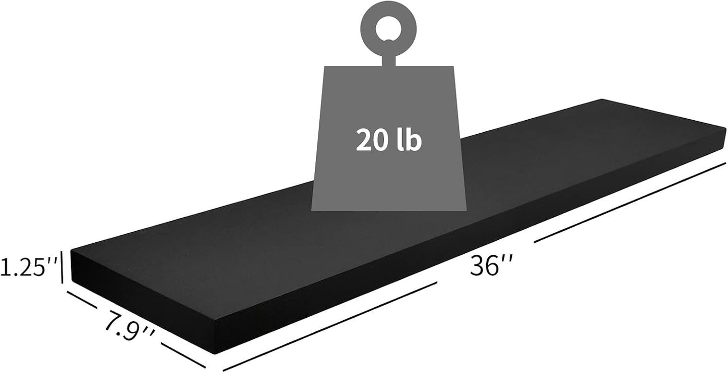 Wandregal 90x20x3 cm Schwarz Hochglanz Regal Wandboard Schweberegal modern