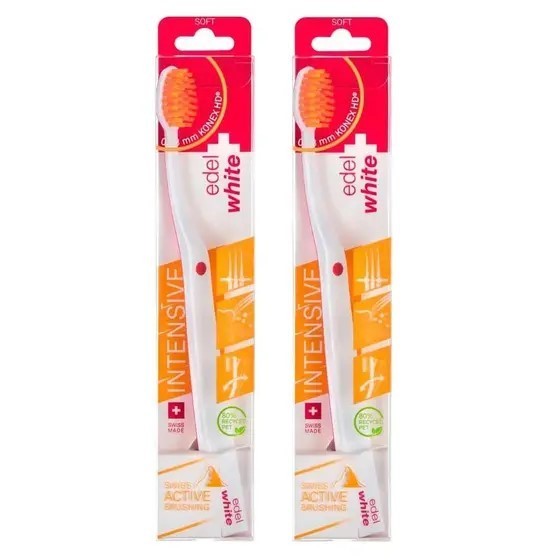 2x edel white Flosserbrush Intensive Zahnbürsten Soft Schweiz Zahnbürste Zähne