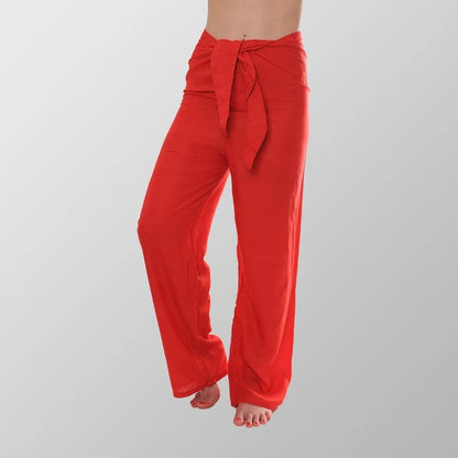 Baumwollhose Rot Unisex Stoffhose Sommerhose Yogahose Luftig Locker Freizeit
