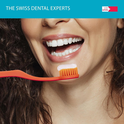 Original edel+white Zahnpflege Set – 4 Zahnbürsten + Zahnpasta + Zahnseide